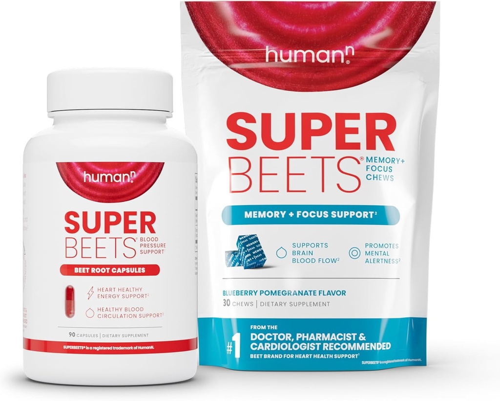 Humann SuperBeets Beet Root Capsule & Memory + Focus Chews