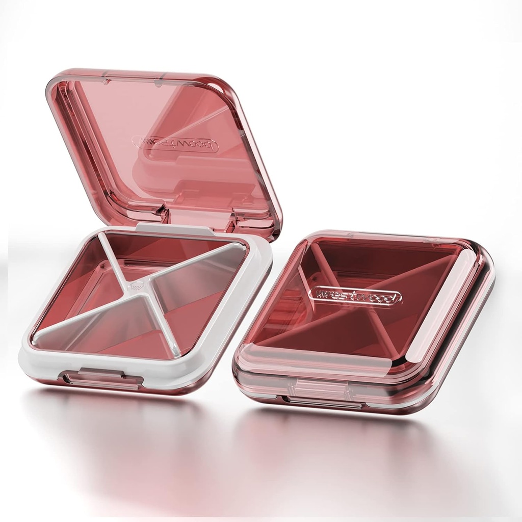 DUBSTAR Daily Pill Organizer,4 scomparti Portable Travel Small Pill Case, Pill Box per Purse Pocket per tenere le vitamine,Cod Liver Oil,Supplementi e farmaci (rosso)