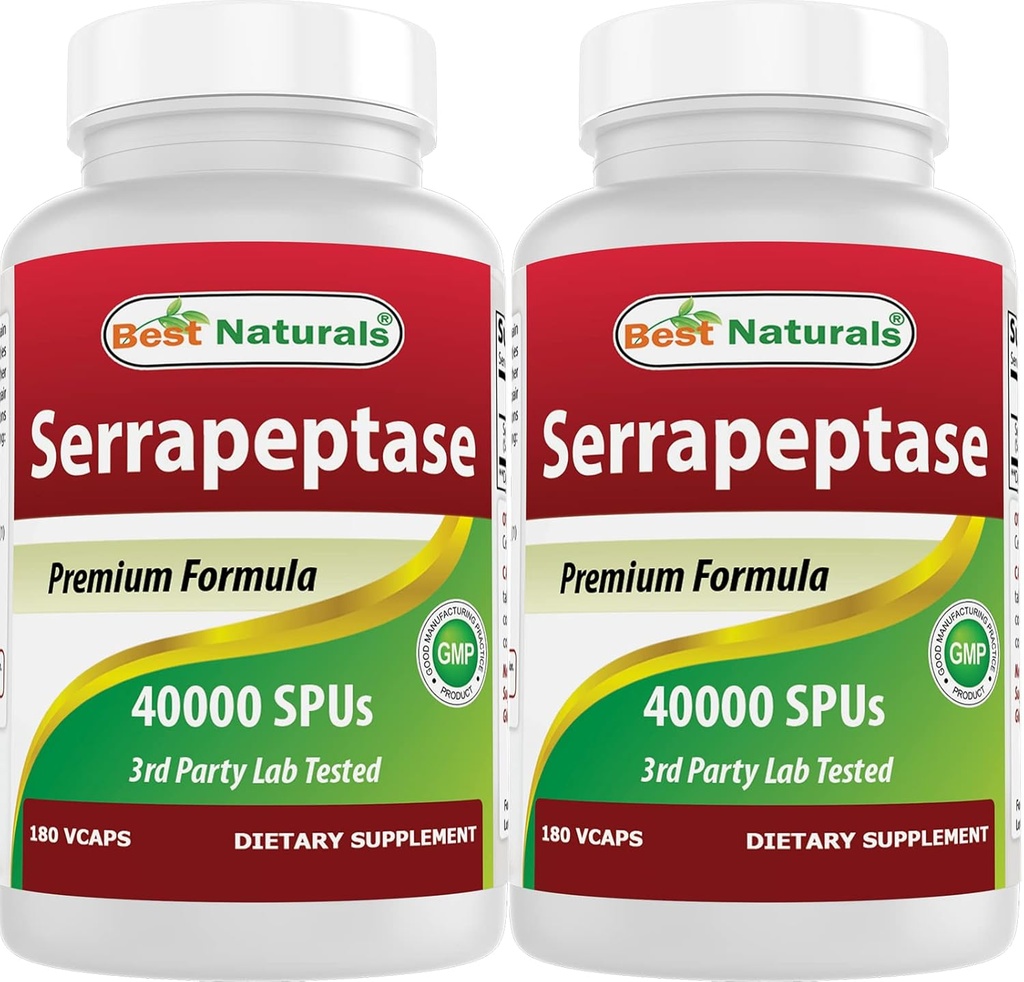 Migliori naturali Serrapeptase 40000 SPUs 180 capsule (180 conteggio (pacchetto di 2))