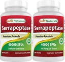 Migliori naturali Serrapeptase 40000 SPUs 180 capsule (180 conteggio (pacchetto di 2))