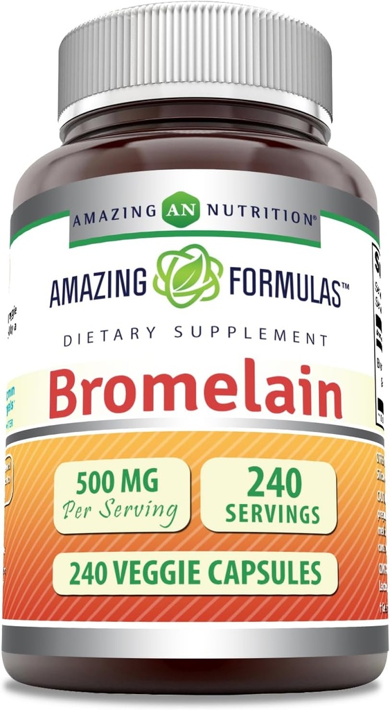 Stupefacente formula Bromelain 500mg 2400 GDU, capsule vegetali | Non OGM | Gluten Free | Made in USA | Ideale per vegetariani (240 Conte)