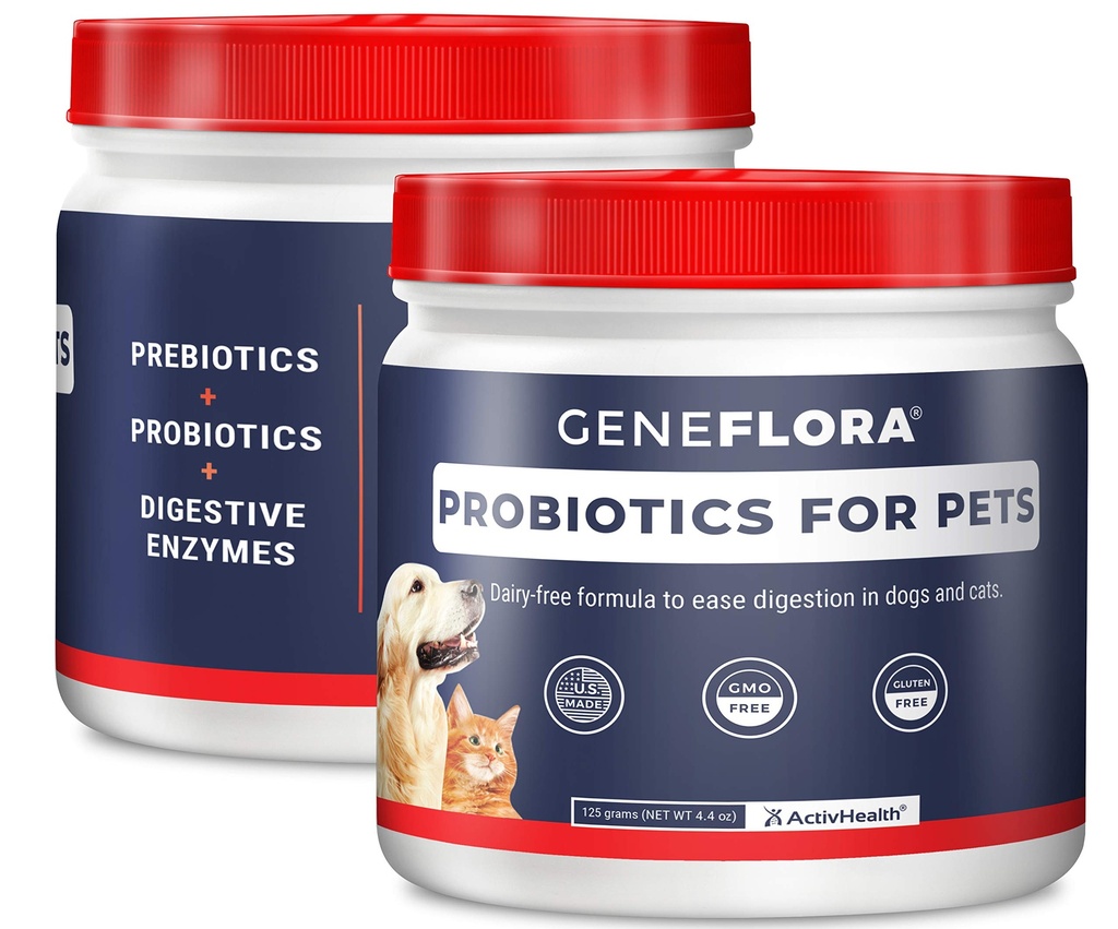 ActivHealth Enzimi digestivi e probiotici per gli animali domestici (Dogs, gatti, conigli e altro, 125 mg, 120 porzioni) da Geneflora per gli animali Confezione da 2