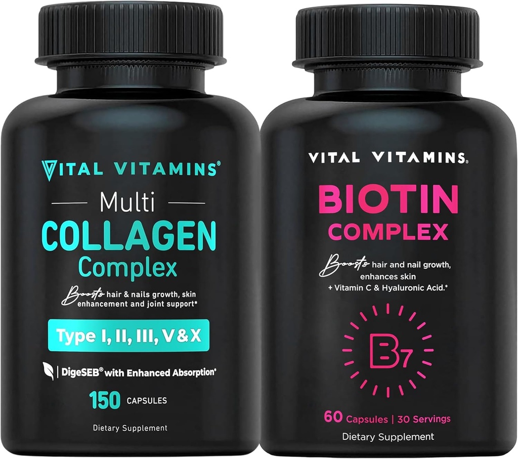 Vitamine vitali Pillole Multi Collagen + Pillole Complesso Biotina