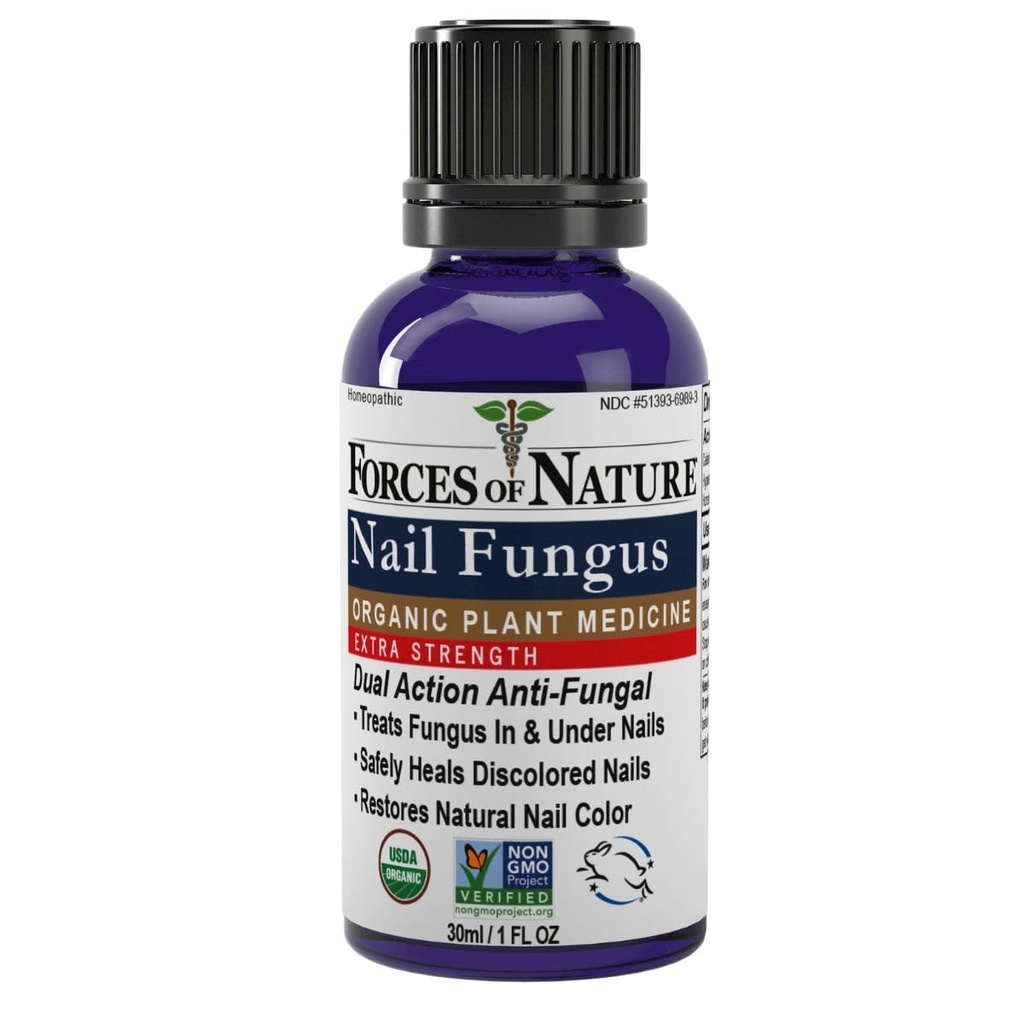 Forze di Natura Toenail Nail Fungus Trattamento Extra Forza, Organic Antifungal Restores Aspetto di Toenails e Fingernails, Medicina Omeopatica per Unghie Cracked, Asciugate e Damaged, 1.0 FL OZ