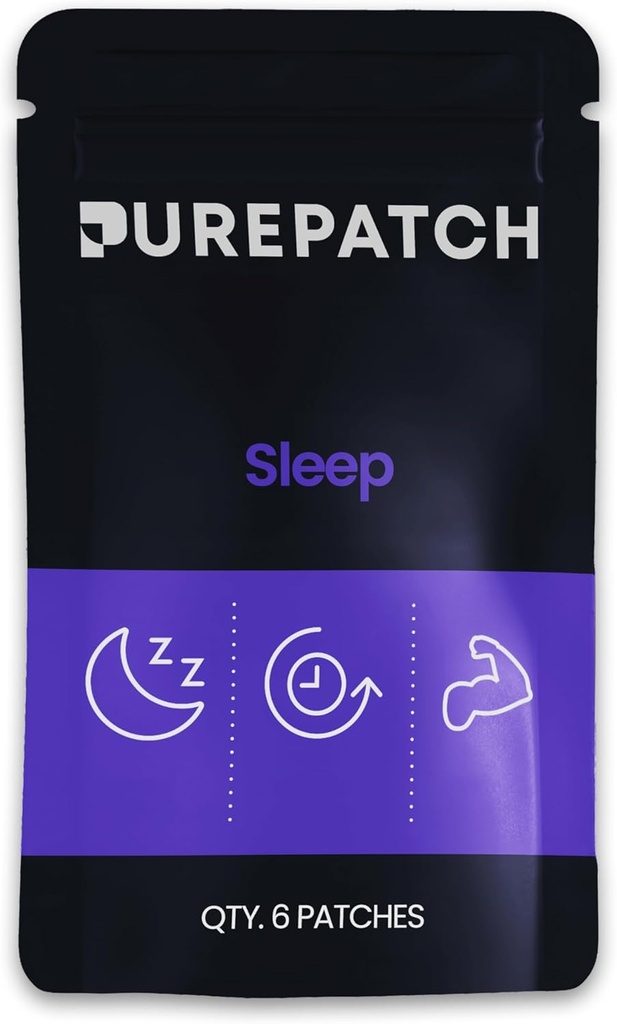 Pure Patch Sleep Patch – Patch Topical Vegan a base vegetale – Magnesium Glycinate – GABA – L-teanina – Apigenin – Non ingeribile – Water-Resistant – Gentle on Skin – Gluten Free – Made in USA – 6 Patches