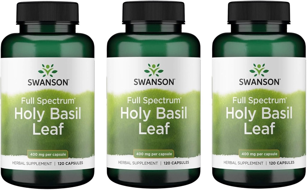 Swanson Santo Basilio Foglia (Tulsi) - (120 Capsule, 800mg Per Serving) 3 Confezione