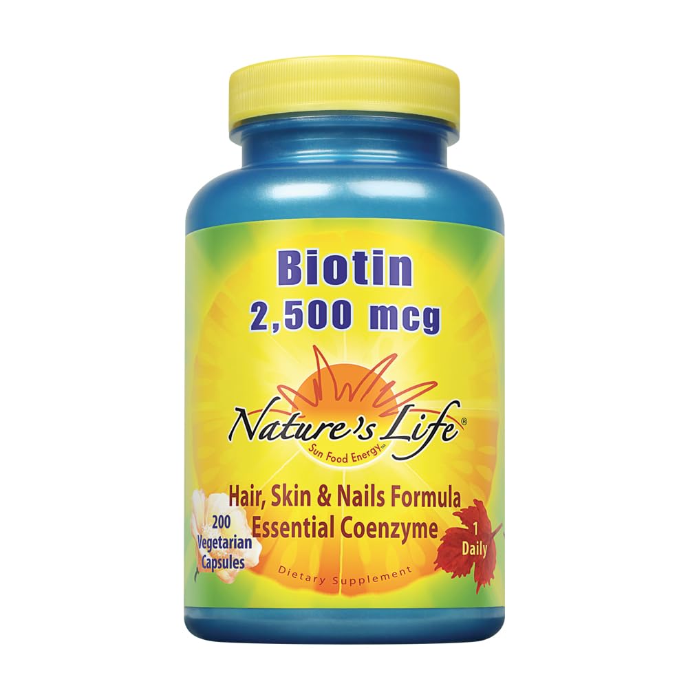 Nature's Life Biotin 2500mcg | Capelli sani, Pelle, Nail & Metabolism Support | Non OGM | 200 capsule vegetali