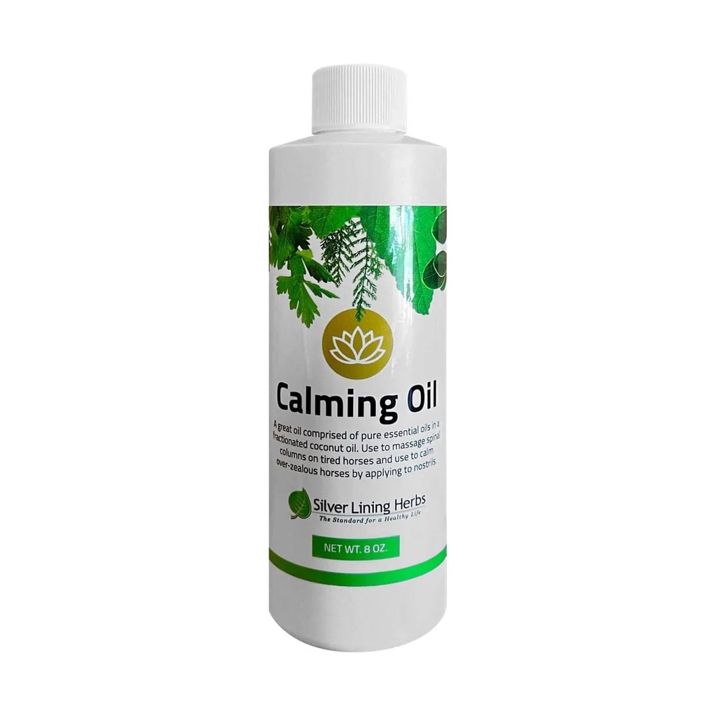 Silver Lining Herbs Olio calmante per cavalli – All-Natural Olio essenziale miscela con olio di cocco – aiuta a rilassare i cavalli ansiosi, irrequieti e ad alta resistenza – 8 oz
