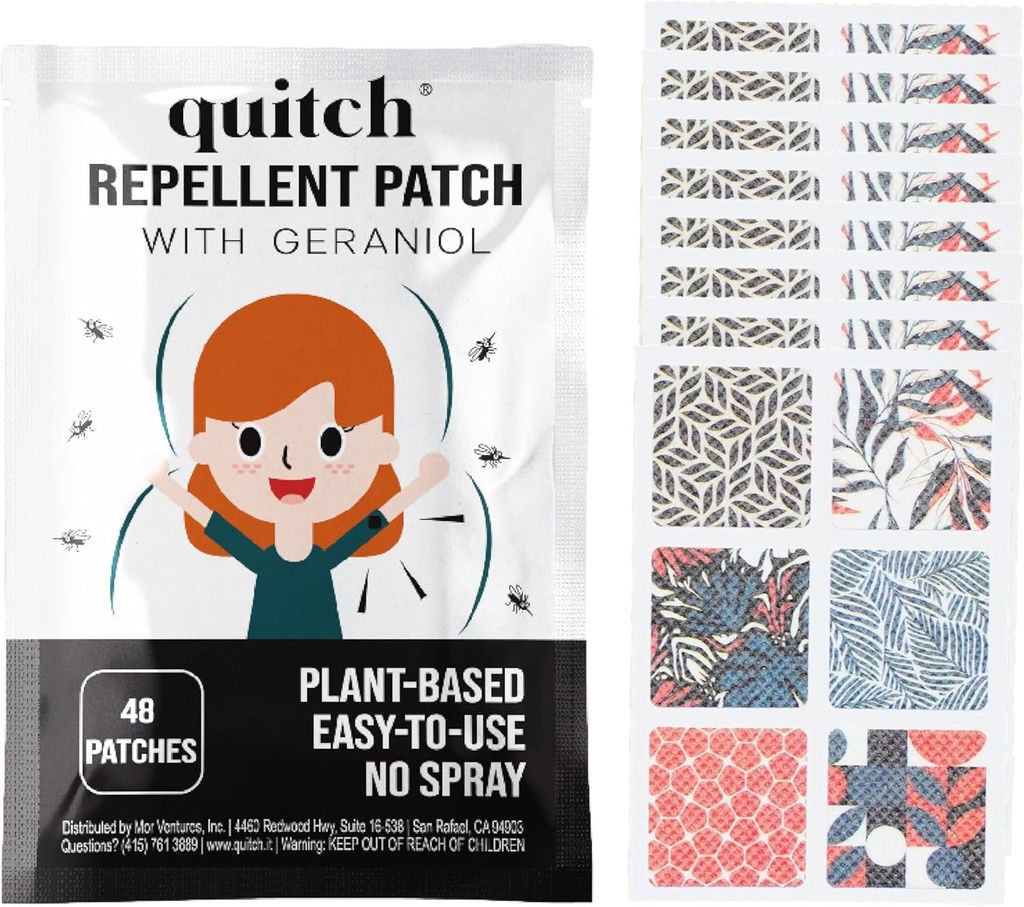 Quitch Natural Mosquito Repellent Stickers per bambini e adulti | geraniol Bug Patch | Anti Mosquito Patch | Zasquito Patch per bambini | Bug Spray Adesivi | citronella Insect Repellent Alternative