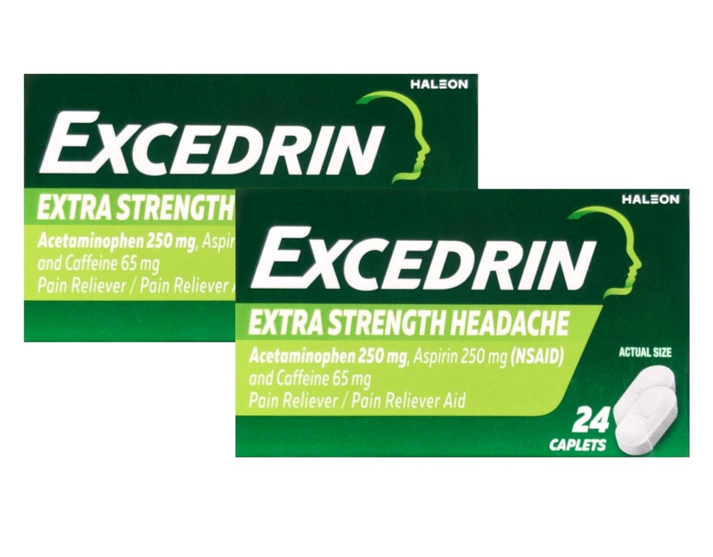 Excedrin Extra Strength - 24 Caplets, Confezione da 2