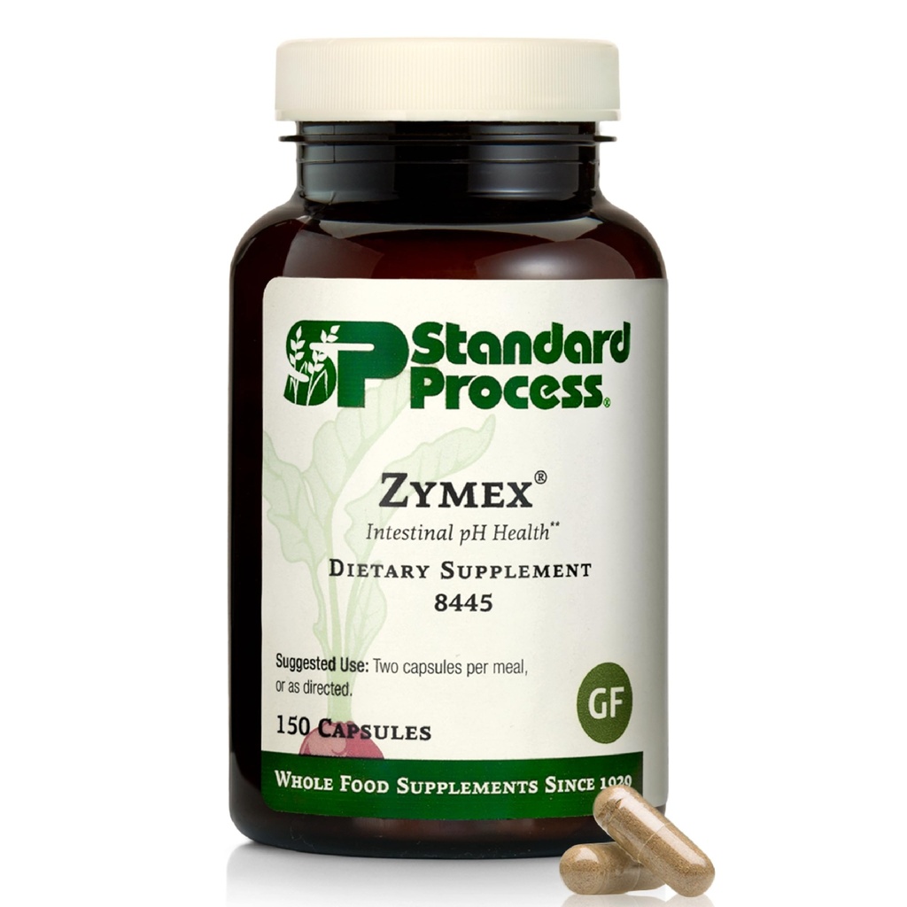Standard Process Zymex Capsules - Supporto per la Salute Digestiva - Supporta Salute Intestinale &amp; pH Equilibrato - Gut Health Supplement with Rice Bran, Spanish Moss, Carrots & Beets - Non-Dairy - 150 Capsule