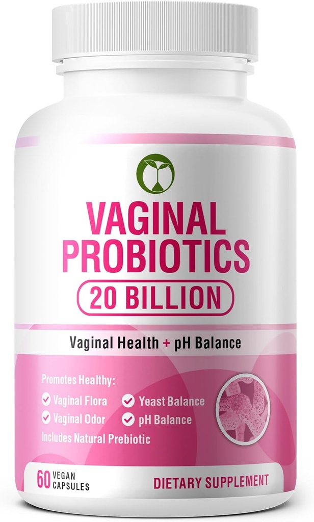 Probiotici vaginali per la salute delle donne 20 miliardi di CFU | PH Balance & Vaginigal Odor Support 60 capsule | Multi Strain Formulato scientificamente miscela probiotica con prebiotici (probiotici vaginali)