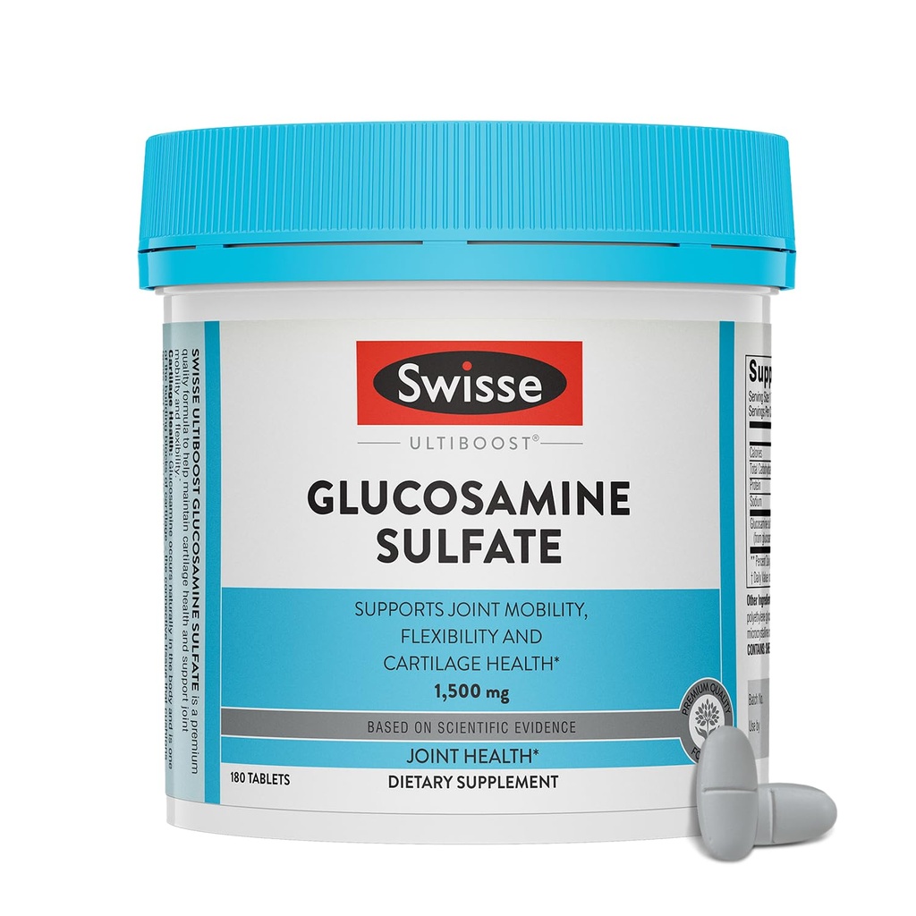 Swisse Glucosamine Sulfate Joint Support Supplemento per la mobilità e la flessibilità Salute | Donne e Uomini | Glucosamina 1500mg | 180 Tablets| 6 mesi di fornitura