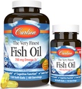 Carlson - L'olio di pesce più fine, 700 mg Omega-3s, integratore di olio di pesce norvegese, olio di pesce selvatico Caught Omega-3 Fish Oil, Sustainably Sourced Fish Oil Capsules, supplemento Omega-3, arancione, 120+30 Softgels