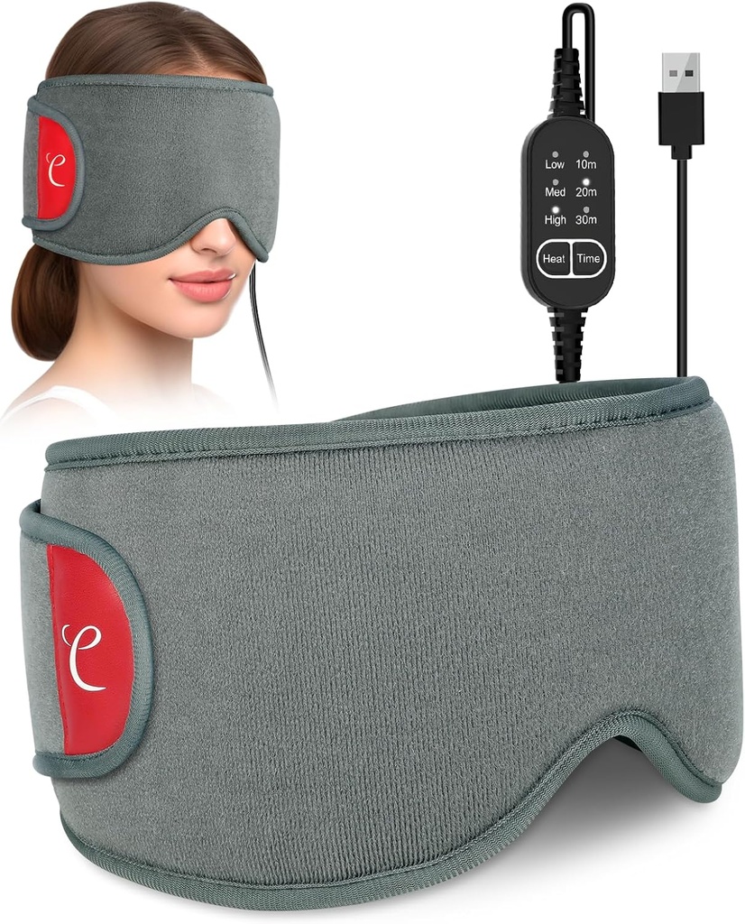 Maschera per occhi asciutti, Riscaldatore per occhi bagnati USB, Maschera di sollievo per mal di testa Sinus, Compressori per occhi con 3 impostazioni di calore e di tempo