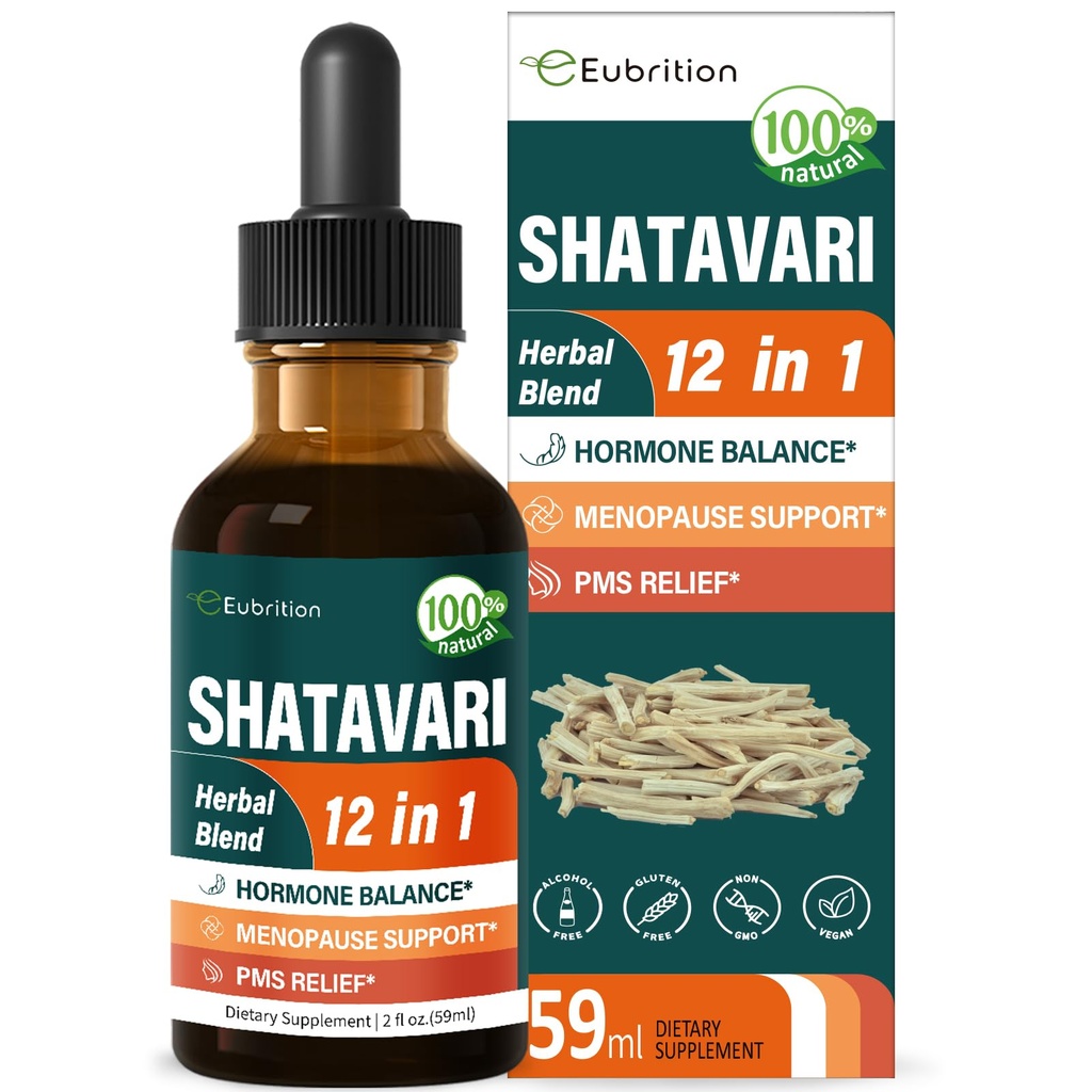 Shatavari (Shitabari) Gocce per il supporto delle donne Menopause sollievo, supplemento di erbe per il supporto PMS, 12-in-1 Formula con Yam Selvatico, Vitex Berry Extract. 2oz