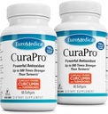 EuroMedica CuraPro - Integratore antiossidante per il supporto alla salute del cervello e dell'immune - Integratore alimentare con curcumina e olio essenziale curcumina - Supporto per fegato di erbe - 60 Softgels, 2 Pack (120 Softgels)