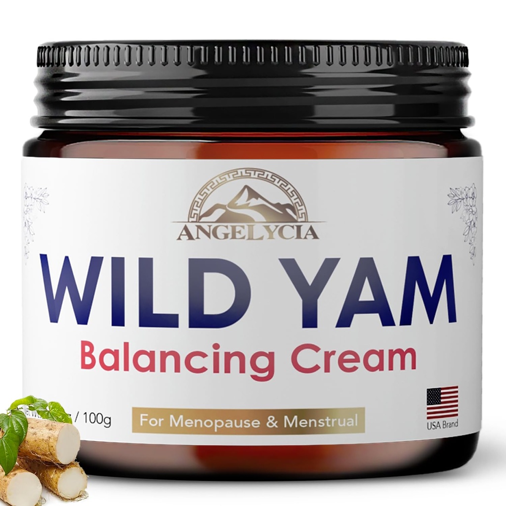 ANGELYCIA Wild Yam Cream per l'equilibrio dell'ormone | L'equilibrio dell'ormone per le donne | Crema | 100% Pure Organic | Organic per PMS | Perimenopause & Menopause Support | All Skins