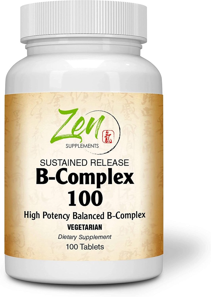Integratore di Vitamina B-Complex - B Complesso Integratore di Vitamina con Acido Folico, Biotina, Inositolo - per Salute Immune & Cardio, Metabolismo Energetico - 100 Compresse Sostenute-Rilascio