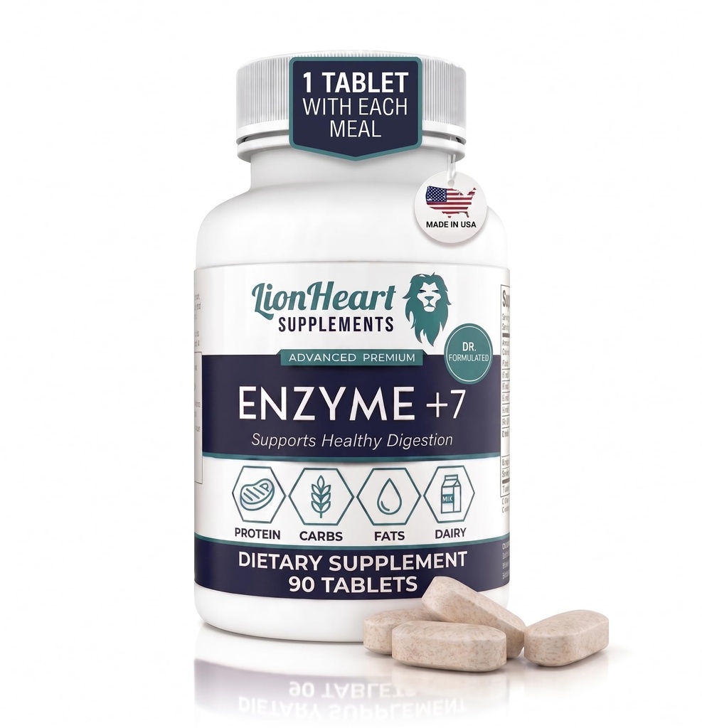 DIGESTIVE ENZYMES SUPPLEMENTO - Include i sali di ox bile purificati - Compresse per nessun contatore di vescica - Enzima per la digestione e il sollievo dal gas - Aiuta a Bloating, Acid Reflux, Constipation & Repair Leaky Gut