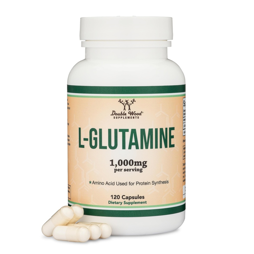 L Glutamina Capsules - (1000mg Serve, 120 Capsules) Non OGM, Gluten Free, Keto Safe, Vegan Friendly, Terze Parti Testata (per Endurance e Gut Health) da Double Wood