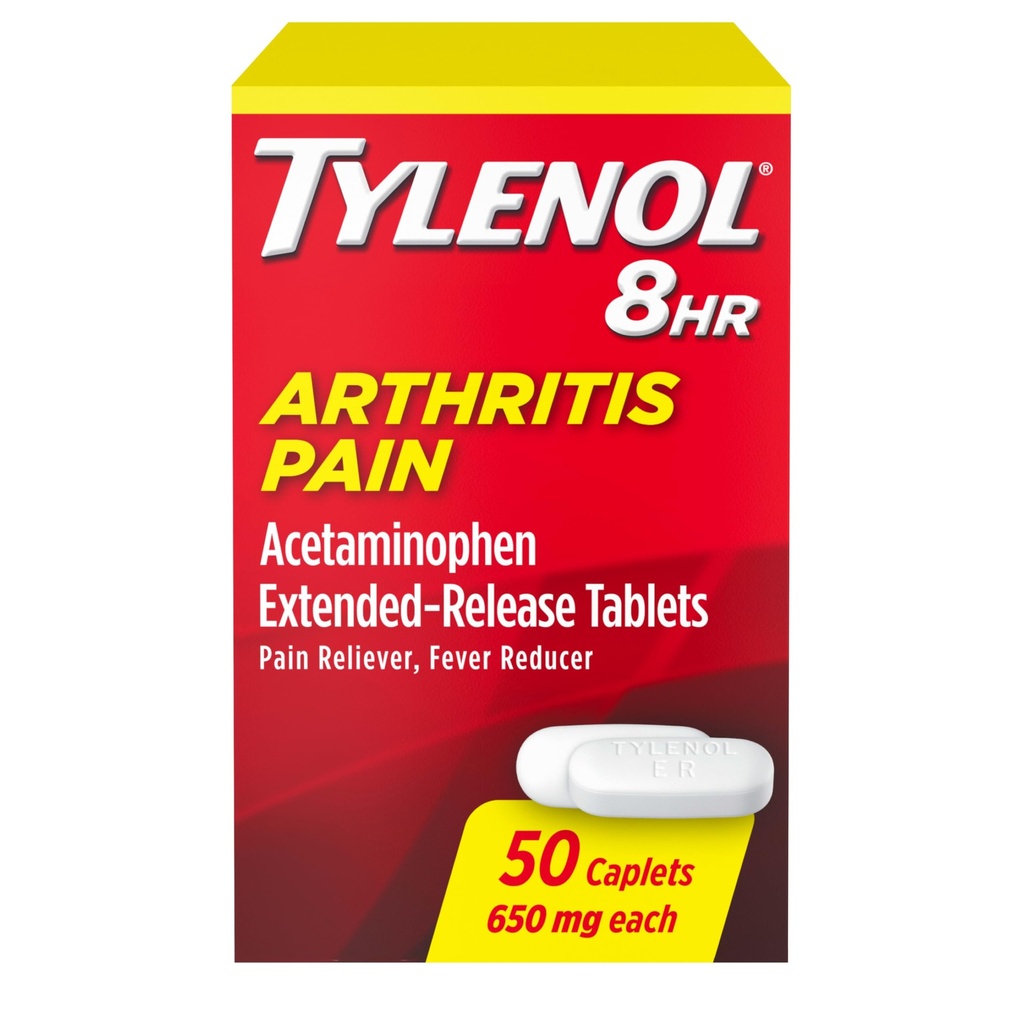 Tylenol 8 ore Artrite Dolore Rilievo Extended-Release Tablets, 650 mg Acetaminophen, Joint Pain Reliever & Fever Riducente Medicine, Oral Pain Reliever per Artrite & Joint Pain, 50 Conte