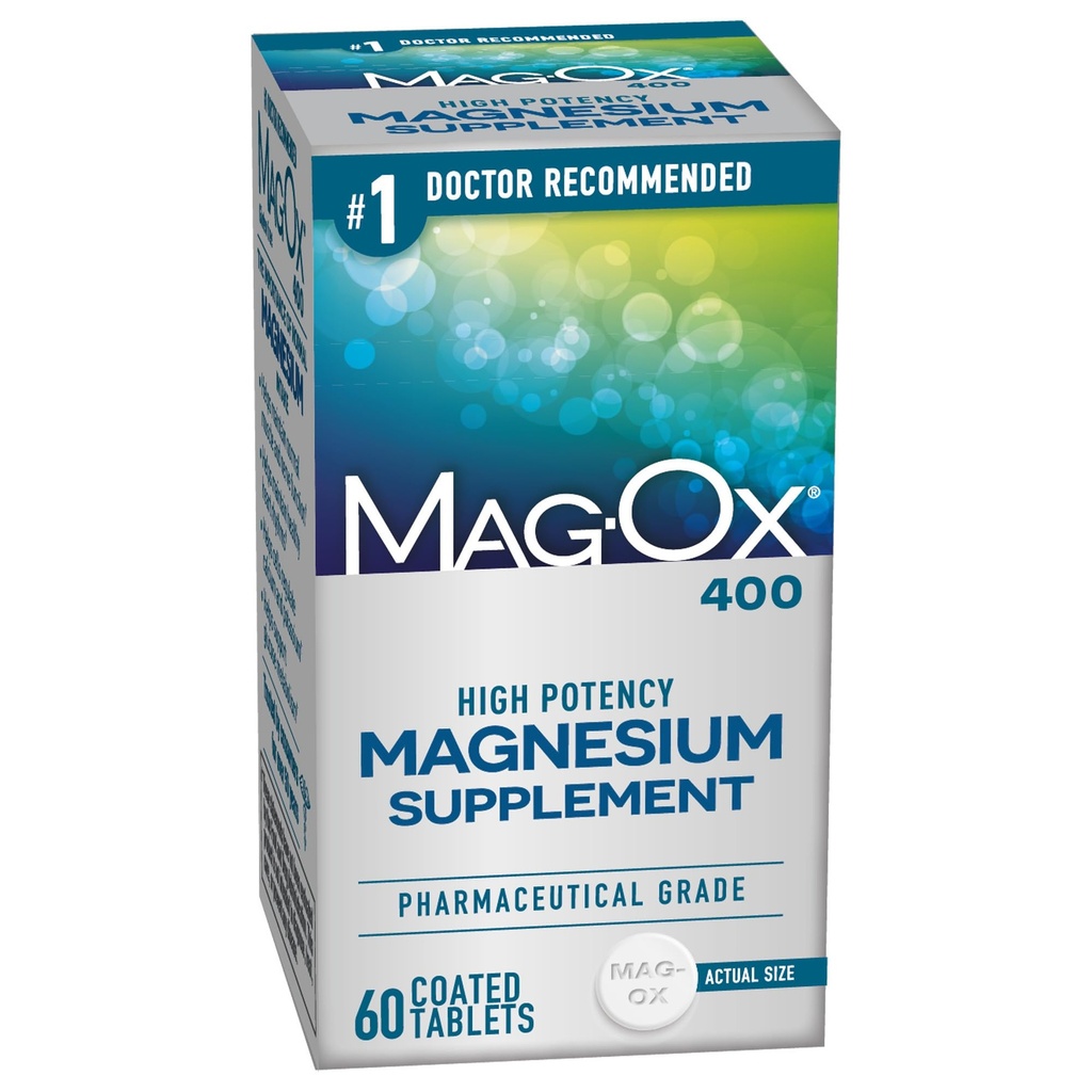 Mag-Ox 400 Magnesio Supplemento, Ossido di Magnesio di grado farmaceutico con 482 mg Per Dose, 60 compresse