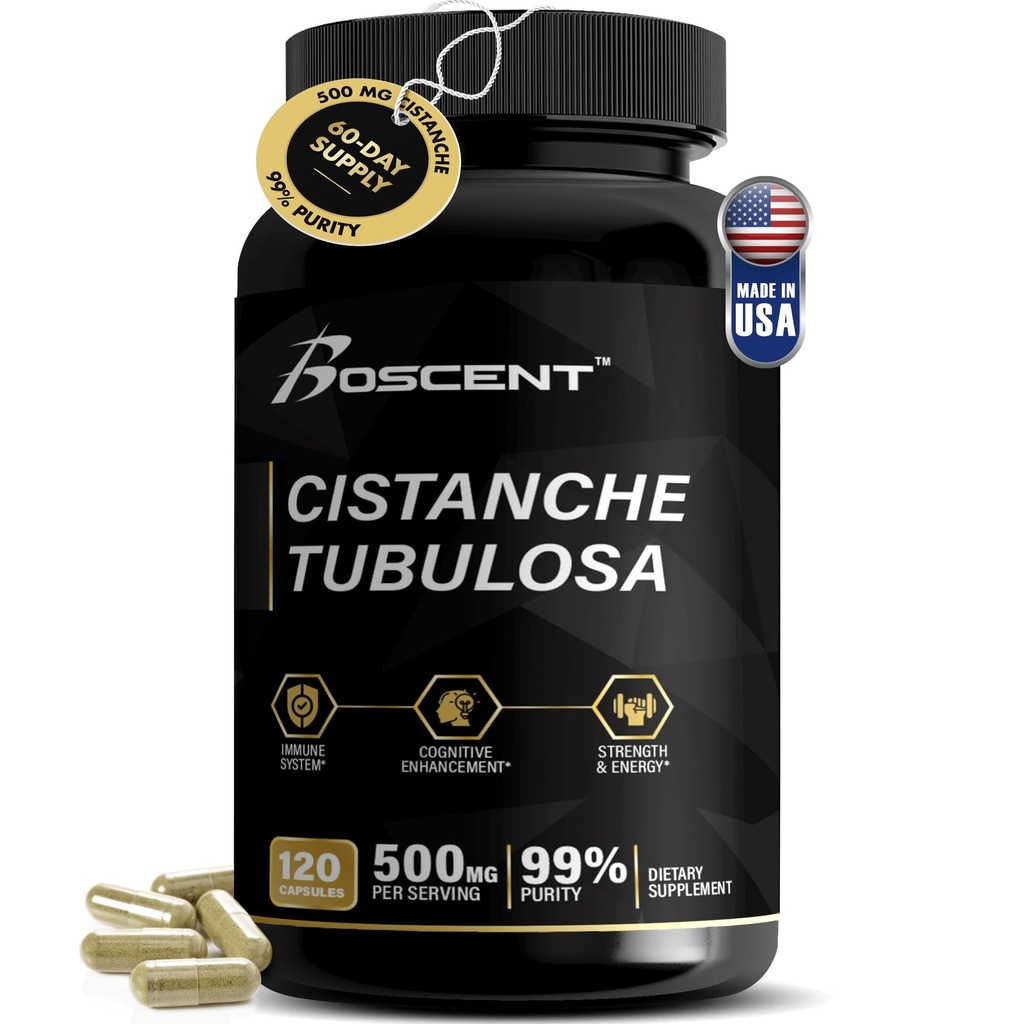 Estratto di Tubulosa di Cistanche Premium 500mg (120 capsule) - 50% Echinacosides,10% Acteosides - Nootropic naturale per Stamina, Immunità e memoria - Nessun filler, equilibrio di ormone - Booster di forza per gli uomini
