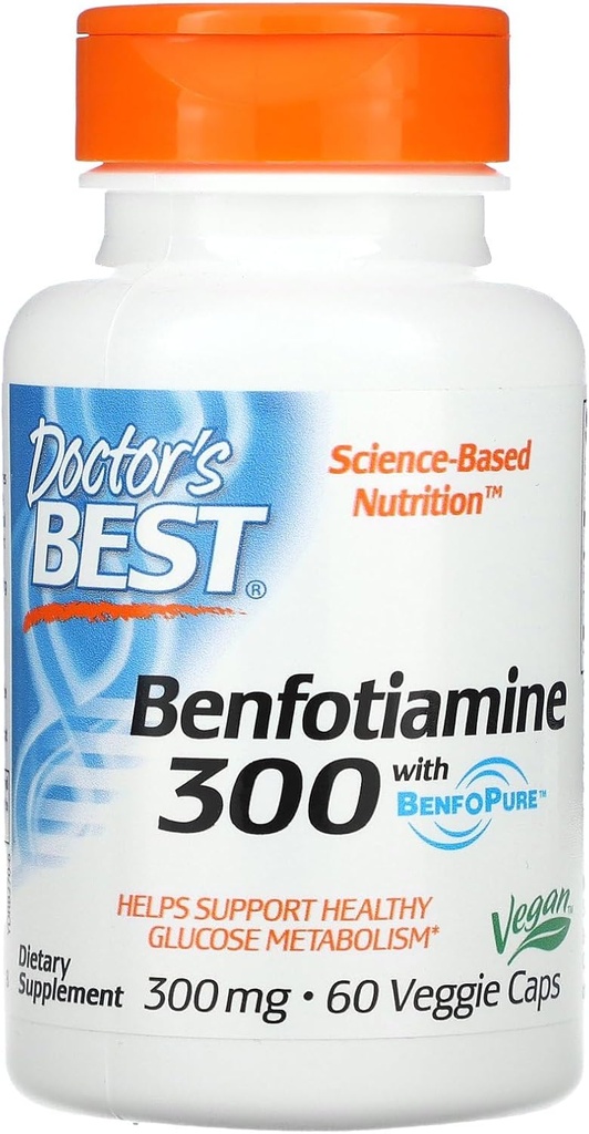 Miglior Dottore, Benfotiamine con BenfoPure, 300 mg, 60 Caps Veggie