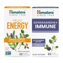 Himalaya Ciao energia con Ashwagandha per il supporto surrenale & Daily Energy e & Ashwagandha +Immune con vitamina C per il supporto immunitario attivo, 60 capsule ogni - Bundle