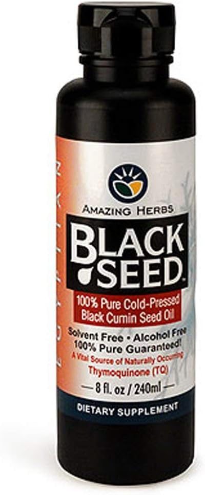 Sorprendente erbe Egiziano Nero Seed Oil - Gluten Free, Non OGM, Freddo Pressato Nigella Sativa Aids in Salute Digestiva, Supporto Immune, Funzione cerebrale, Mite Flavor - 8 Fl Oz