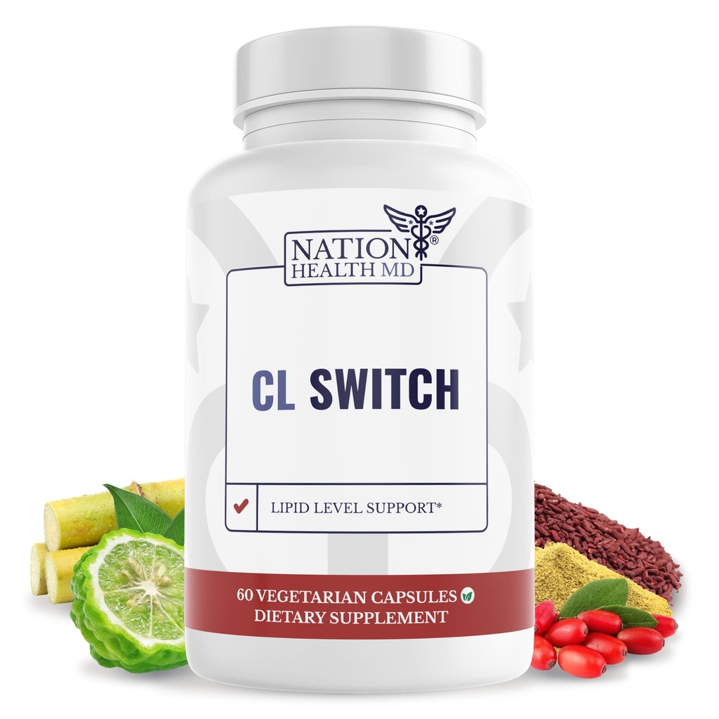 CL Switch – Integratore di benessere cardiaco – Supporta livelli di colesterolo sano e pressione sanguigna Già in intervallo normale* – con Citrus Bergamot, Berberina, Riso di lievito rosso – 60 capsule