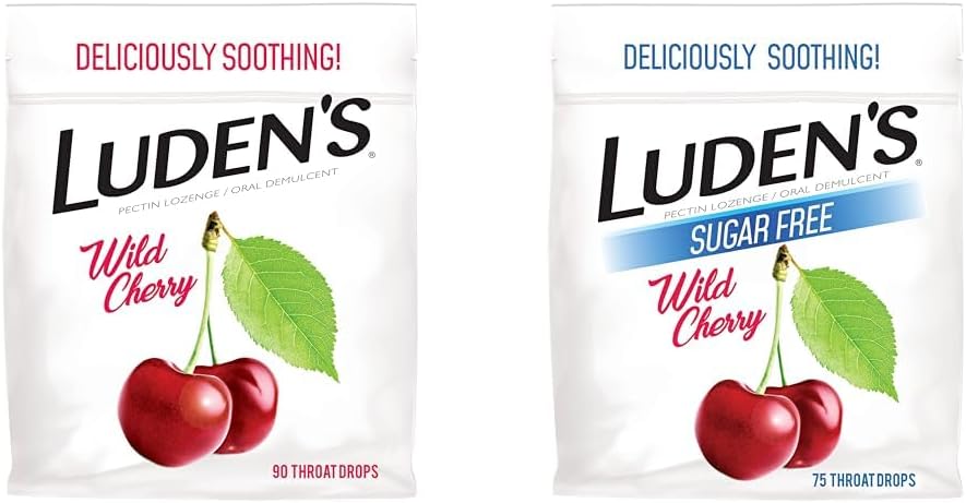 Gocce di gola di ciliegia selvaggia di Ludens, 90 Conte & Sugar Gocce di gola di ciliegia selvatica, 75 Conte Bundle
