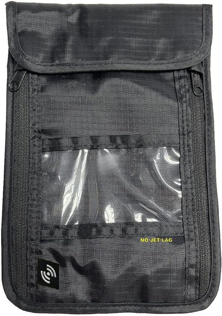 NO Jet Lag Travel Neck Pouch, Passport/Money Holder for Travel with RFID Blocking Technology, Hidden Travel Pouch to Protect Cash, Credit Cards, Phones, Travel Essential