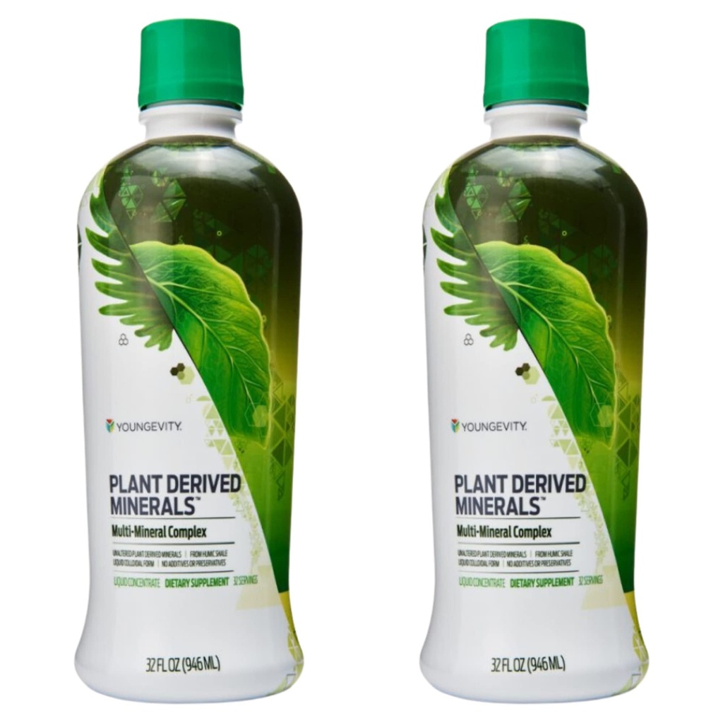 Youngevity Plant Derived Liquid Minerals - 77+ Natural Unaltered Trace Minerals - 19,000mg Plant Mineral Solids - Colloidal Form Humic Shale - (32 oz Confezione di 2)