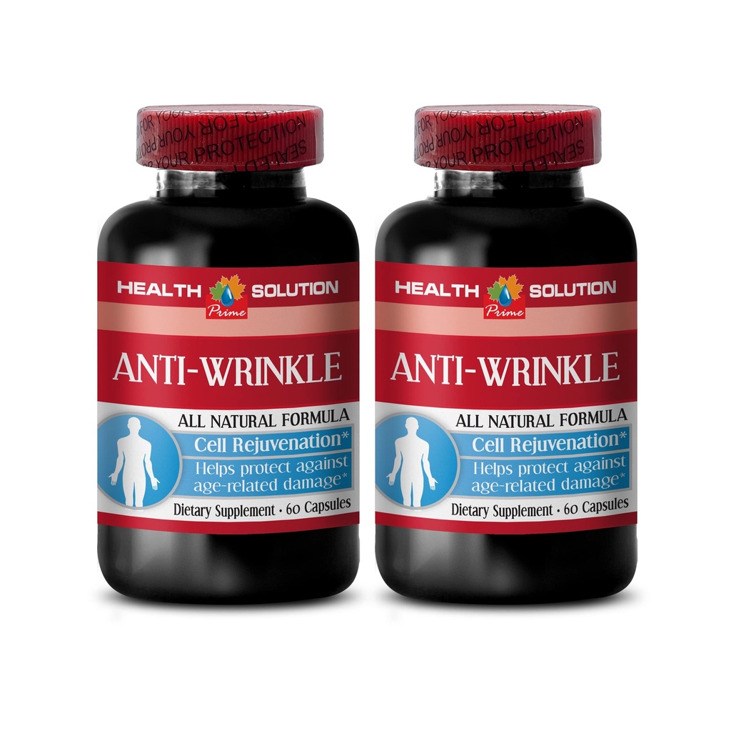 capsule antirughe per viso - ANTI-WRINKLE COMPLEX - Minerali cutanei, Integratore anti-invecchiamento, Vitamina E collagene, siero anti rughe, acido alfa lipoico, antirughe pillole per le donne, 2 Bot 120 Caps