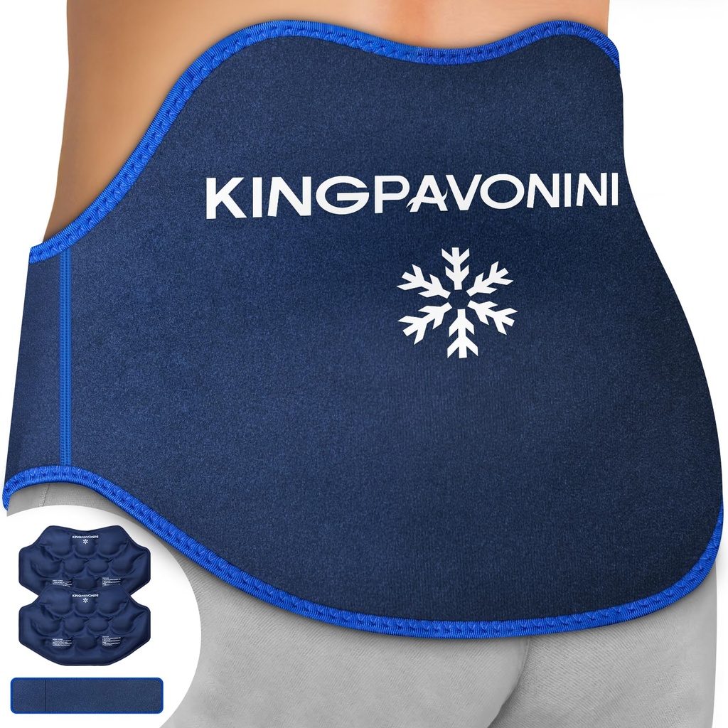 KingPavonini Extra Large Ice Pack per il Rilievo Del Dolore Di Schiena con Cinturino Dell'estensione, 2 Pack Reusable Lower Back Gel Ice Pack Wrap per Chirurgia Lombare, Sciatica, Dischi Herniated, Dolore Coccix, Terapia Fredda/Hot