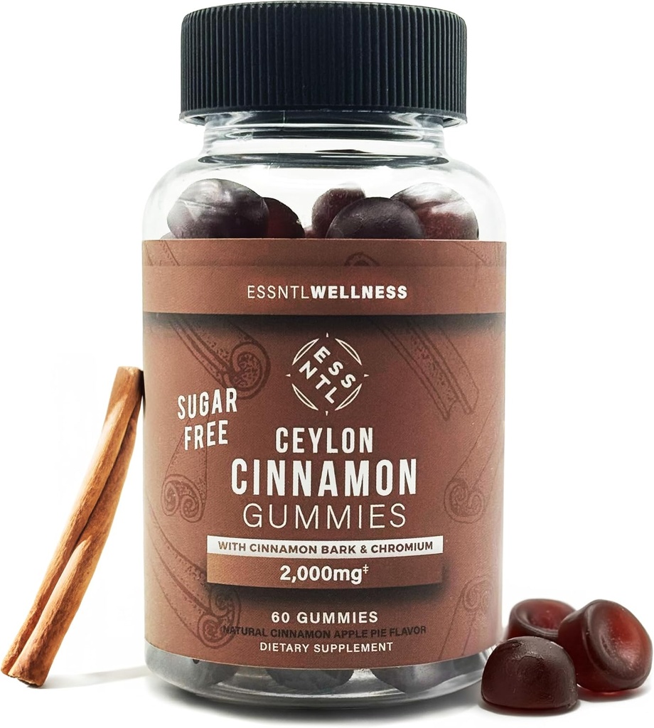 Ceylon Cinnamon Zucchero-Free Gummies - 120ct | 2000mg Per Serve | Antiossidante & Supporto Giunto | Delicious Apple Pie Flavor | Vegan & Gluten-Free Cinnamon Integratori