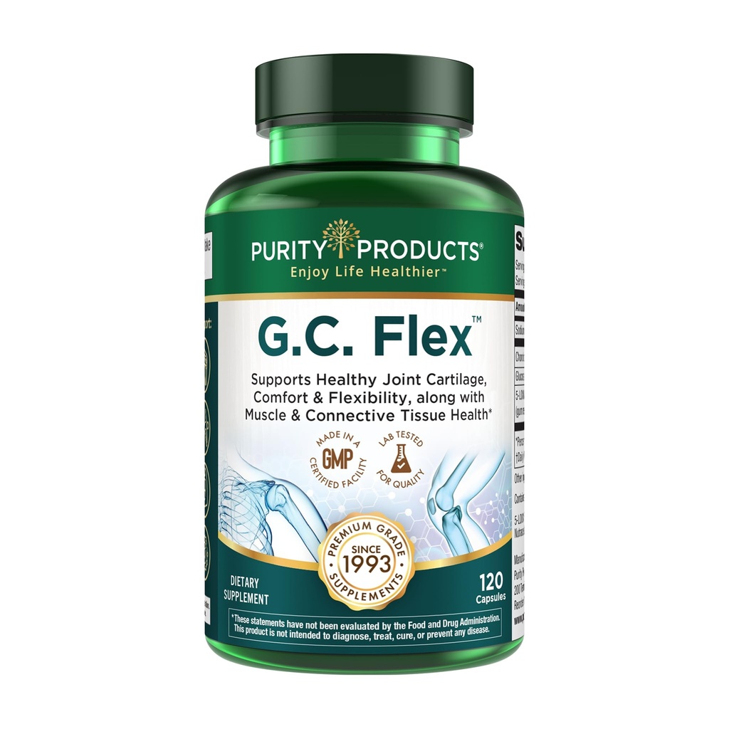 Prodotti di purezza G.C. Flex (Glucosamina e Chondroitin Sulfate Super Formula) - Supporta Joint + Cartilage Health + Muscoli sani + Tissue connettivo - Promuove la flessibilità congiunta - 90 capsule da
