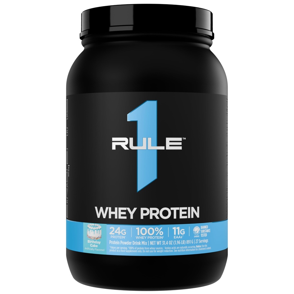 Regola 1 Whey Protein – 24g Proteine ad azione rapida da fonti di tutto il mondo con EAA e BCAA per il recupero di allenamento o in qualsiasi momento uso (2 Pounds*, torta di compleanno)