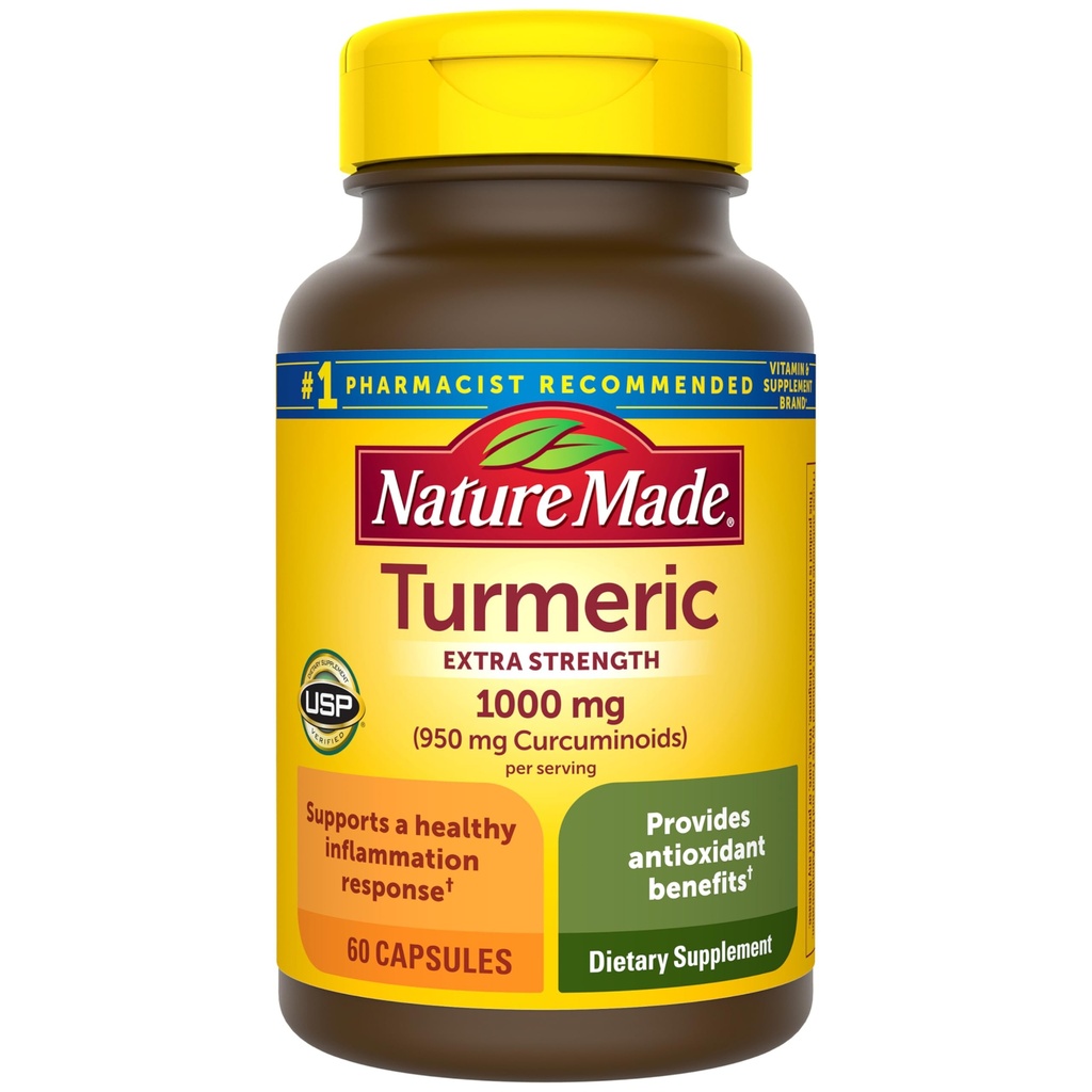 Natura fatta Curcumino curcuma extra-forza con pepe nero, 1000mg Estratto di curcuma per porzione (Standardized to 95% Curcuminoids), Supporta risposta di infiammazione sana, 60 capsule vegetariane