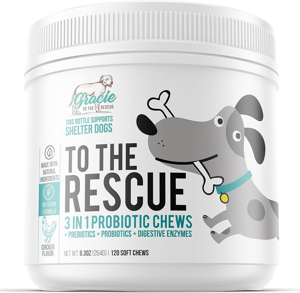 Probiotici per cani, Support Digestive Health, Probiotici per cani e enzimi digestivi, Cuciture probiotici per cani, Cani Probiotici, Probiotici per cucciolo, Probiotici per animali per cani - 120 Soft Chews