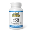 Fattori naturali - Vitamina D3 2000 IU, Supporta le ossa sane, 240 Gel Morbidi