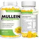 Gummie di Mullein per polmoni chiari, 10 in 1 Estratto di foglie di Mullein per polmoni, Gummie di quercetina di Mullein per la pulizia polmonare, Respiratorio, Immune, Sapore di ananas, 120 Conte