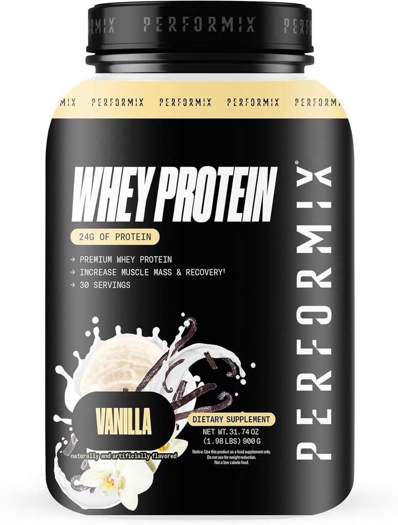 PERFORMIX - Whey Protein Isolate Blend - 24g di Protein - 5.4g di BCAAs - 110 Calorie - Muscle Building & Post Workout Recovery - 100% Whey Protein Powder - 1.98 lbs - 30 Serve - Vanilla