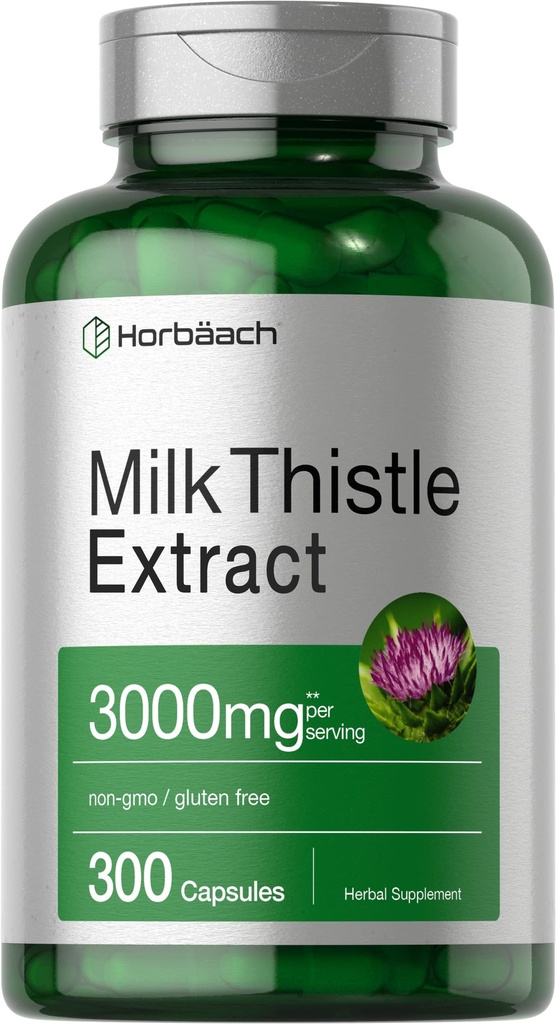 Horbäach Milk Thistle Supplemento | 300 capsule | Estratto di erbe | Non OGM, Gluten Free