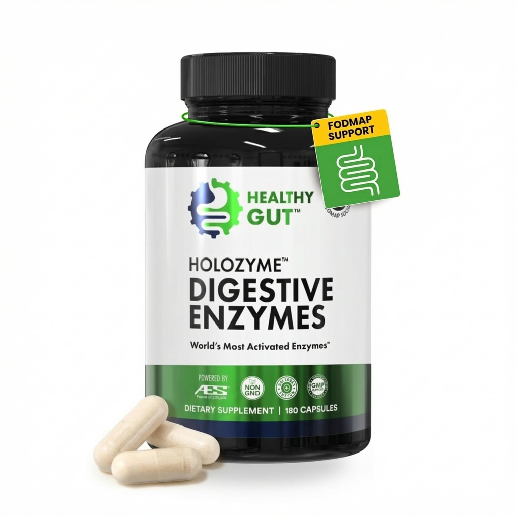 Salute Gut HoloZyme Max Strength Enzimi digestivi | Inulinase, Amyloglucosidase & Invertase per il supporto FODMAP | Protease, Amylase & Lactase per Bloating, Gas & Indigestion Relief | 90 Servings