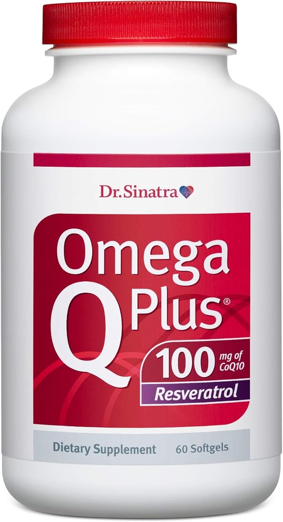 Dr. Sinatra Omega Q Plus 100 Resveratrolo – Supplemento Omega-3 Supporta la salute del cuore e fornisce potere antiossidante con 100mg di CoQ10 e Resveratrolo (60 softgels)