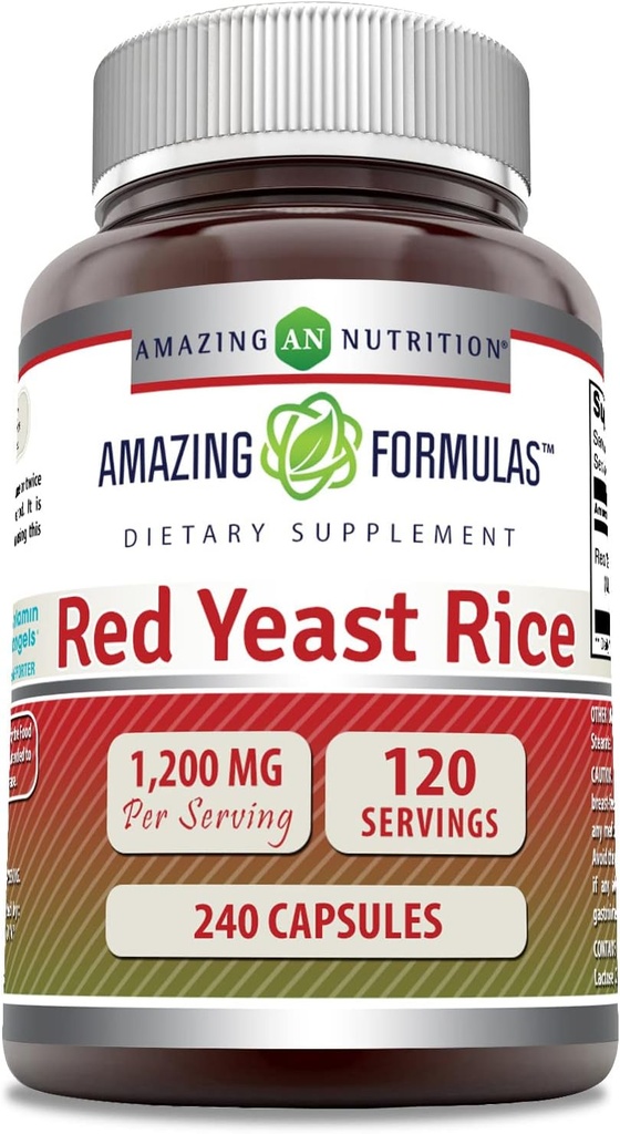 Stupefacente formula rosso lievito di riso 1200mg Per servire 240 capsule supplemento | Non OGM | Gluten Free | Made in USA