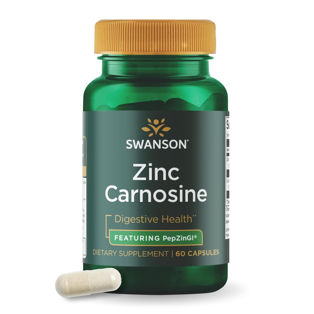 Swanson Ultra Zinc Carnosine (PepZinGI) - 60 capsule - Integratore naturale per la salute gastrica, il supporto digestivo e l'equilibrio microbiale di Stomach